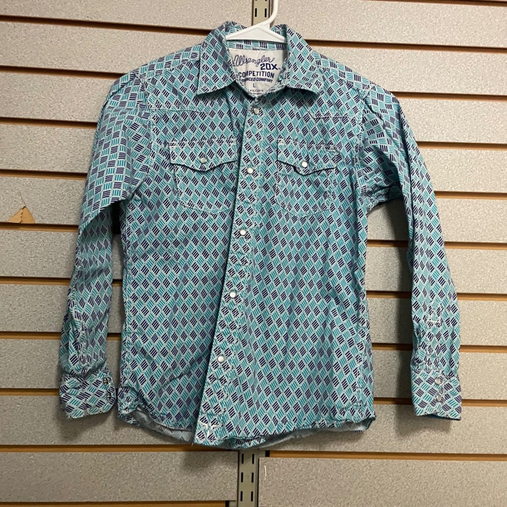 Wrangler‎ 20X Competition Advanced Comfort Long Sleeve Western Shirt Kids Size L